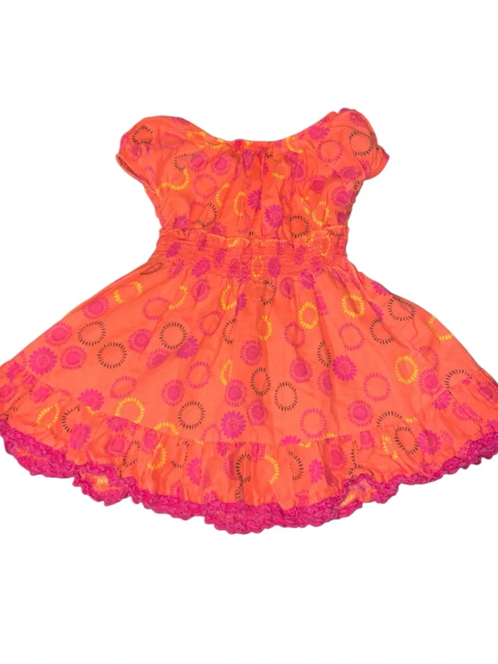Guess Los Angeles Baby Girls 12 Months Bright Orange & Pink Circle Print Dress